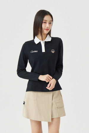 (W) Contrast Collar Long Sleeve T-shirt