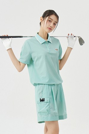 (W) Seersucker Collar T-shirt	