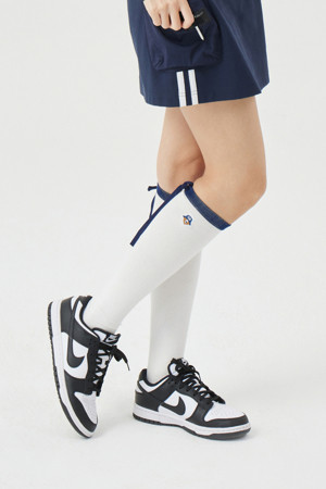 (W) Ribbon Tie Knee-Socks		 					 					