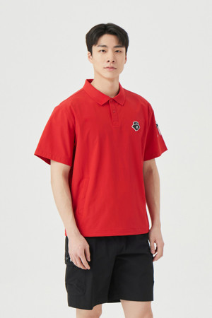 (M) Stretch Woven Collar Pullover