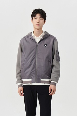 (남성) Ponte Woven Hybrid Hood Zip-up_GREY-a