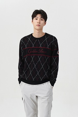 (남성) Argyle Crewneck Sweater_BLACK-a
