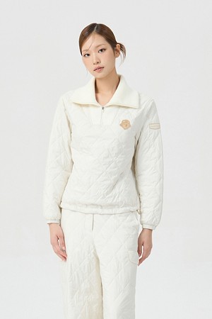 (여성) Quilted V-neck Sweat (SET UP)_IVORY-a