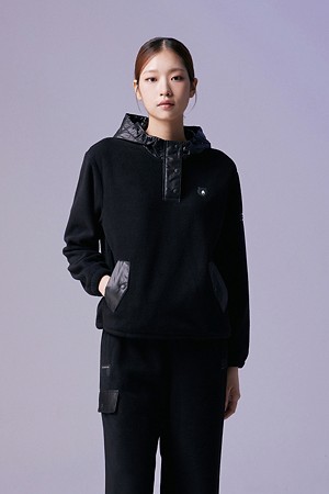 (여성) Woven Hybrid Fleece Hoody (SET UP)_BLACK-a