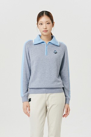 (여성) Back Graphic Half Zip Sweater_GREY-a