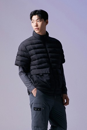 (남성) Quilted Half Sleeve Down Jumper_BLACK-a