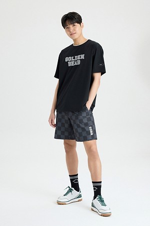 (M) Checker board Printed Shorts