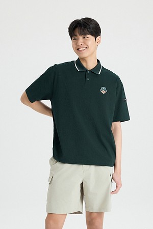 (M) Seersucker Contrast Collar T-shirt