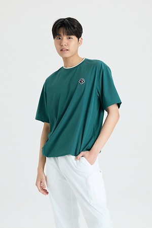 (M) Woven Crewneck Pullover_GREEN-a