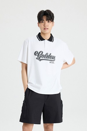 (M) Contrast Colored Collar T-shirt
