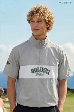 (M) Chest Boarder Line Woven Pullover