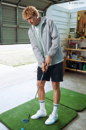 (M) Stretch Nylon Cargo Shorts_BLACK-a