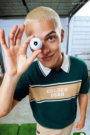 (M) Chest Border Collar Sweater					 					 					_GREEN-a