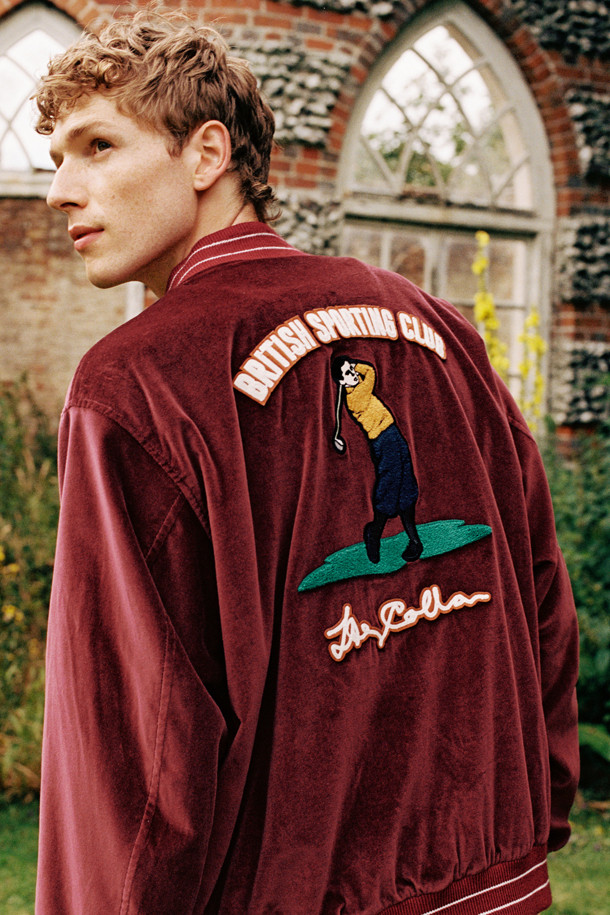 HENRY COTTON'S - 블루종/점퍼 - [British Sporting Club] Golf artwork velvet blouson jacket 