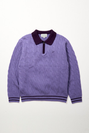 [British Sporting Club] Color mixed cable polo knit