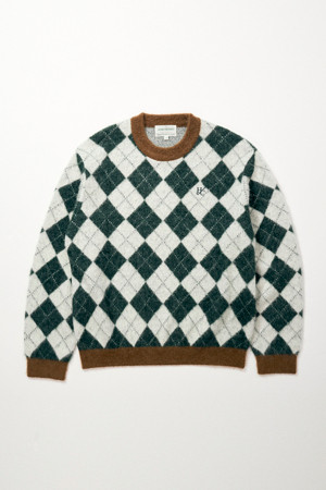 [British Sporting Club] Argyle pattern hairy sweater