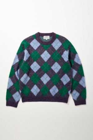 [British Sporting Club] Argyle pattern hairy sweater