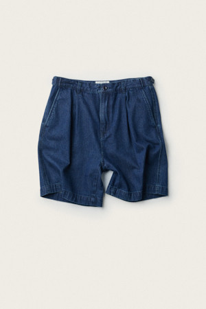 [British Sporting Club] Tuck Twill Denim Shorts