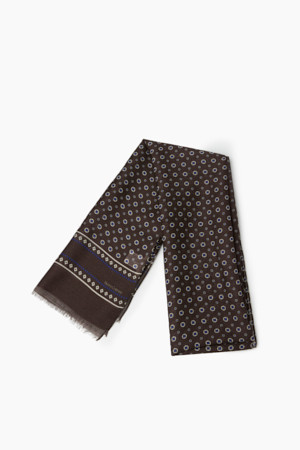 브라운 도트 패턴 스카프