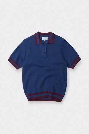 [British Sporting Club] Rib Structure  Short-Sleeves Polo Knit