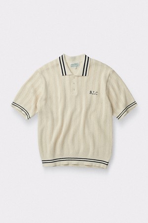[British Sporting Club] Crochet Short-Sleeves Polo Knit