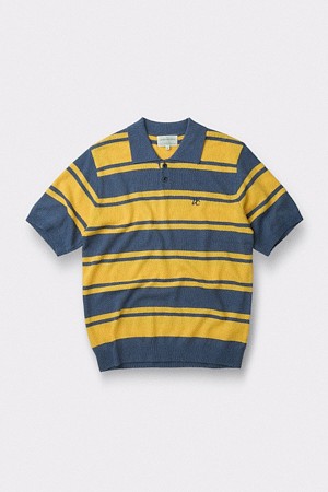 [British Sporting Club] Stripe Short-Sleeves Polo Knit