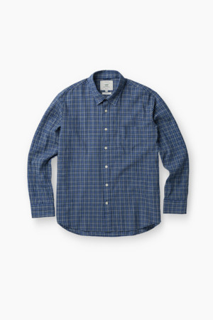 네이비 서커 체크 셔츠 (컴포트핏)