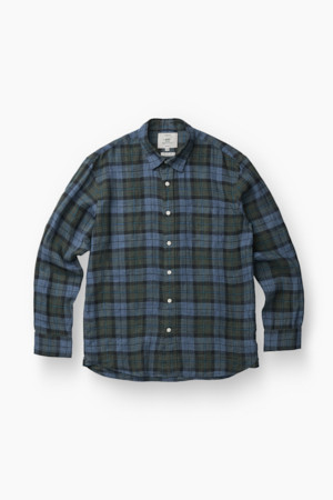 린넨 네이비 멀티 체크 셔츠 (컴포트핏)