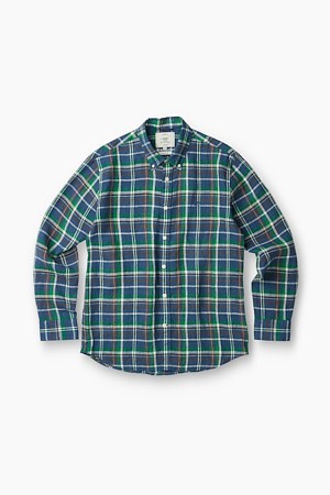 린넨 블루 멀티 체크 셔츠 (레귤러핏)