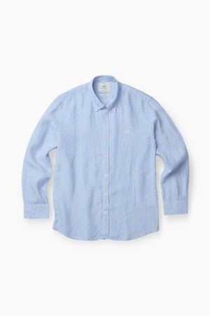 블루 린넨 스트라이프 셔츠 (레귤러핏)