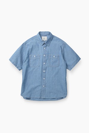 샴브레이 데님 반팔 셔츠 (릴렉스핏)