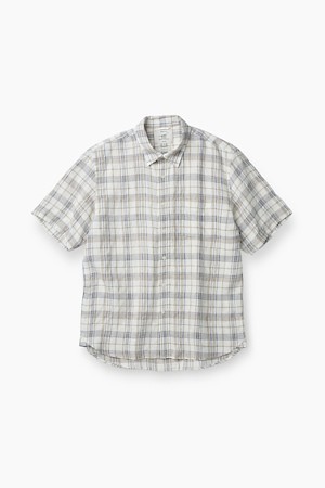 린넨 체크 반팔 셔츠 (컴포트핏)
