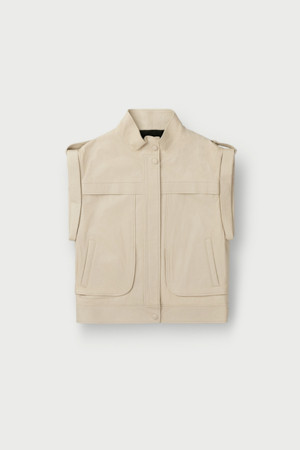 JASPER 하이넥 가죽 베스트