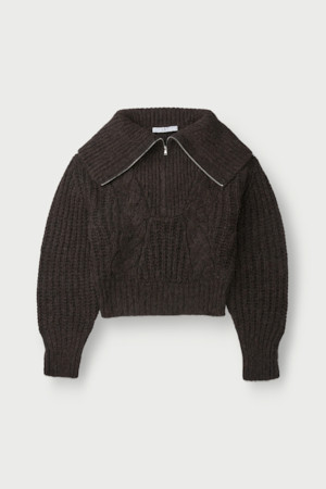 SWANA 하프짚 카라 니트 탑