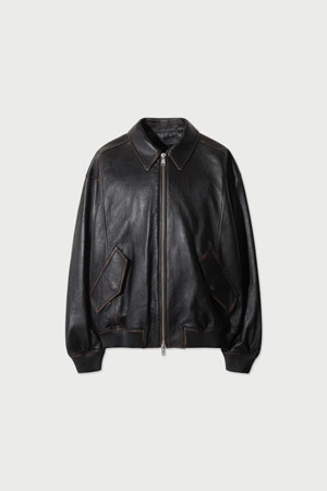 Sillage 가죽 페이딩 카라 블루종