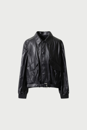 MANKASPE 오버핏 벨티드 가죽 자켓