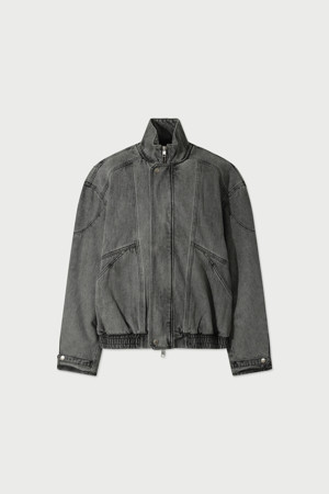 GISILO 워시드 데님 바이크 점퍼