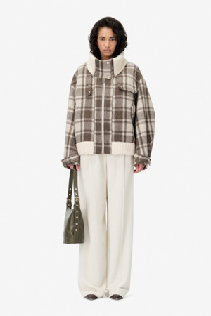 FABRICIA 니트 카라 체크 점퍼