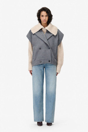 NESTIA 오버 카라 울 베스트 자켓