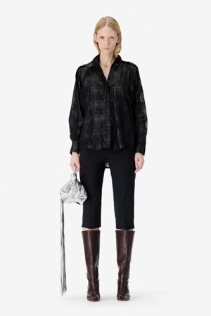 VALMU 자카드 플리츠 블라우스