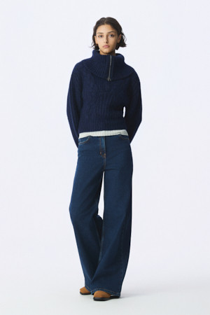 SWANA 하프짚 카라 니트 탑