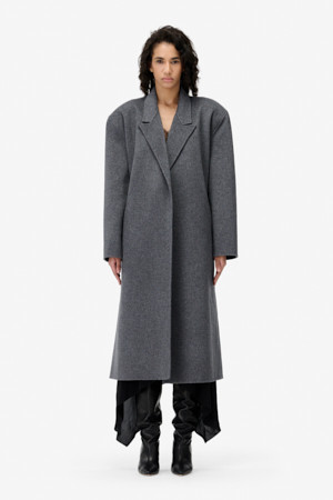 NALLIE 오버 숄더 핸드메이드 울 코트