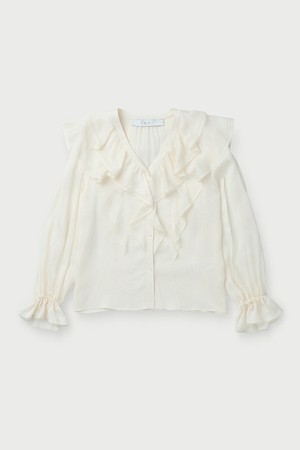 VOLANT 자수 러플 블라우스