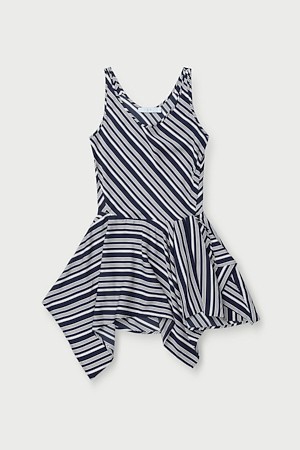 UNYASPE 스트라이프 슬리브리스 드레스