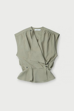 SCILLA 드레이프 셔링 블라우스