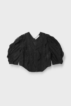 EMILY 자카드 러플 블라우스