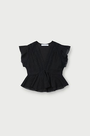 DARILASPE 레이스 패널 러플 블라우스