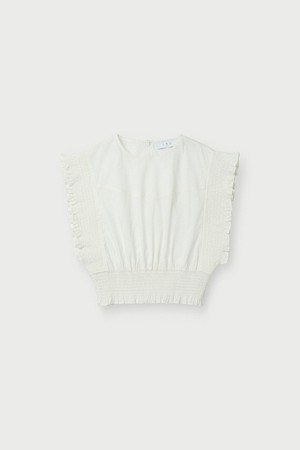 JASALINE 러플 스모킹 숏 블라우스