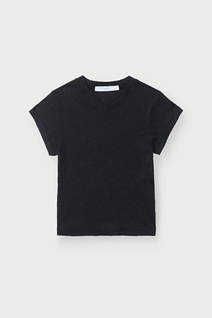 SYBEL 리넨 브이넥 슬림 티셔츠