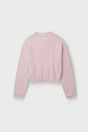 MYRALIESPE 시어 브이넥 니트 탑